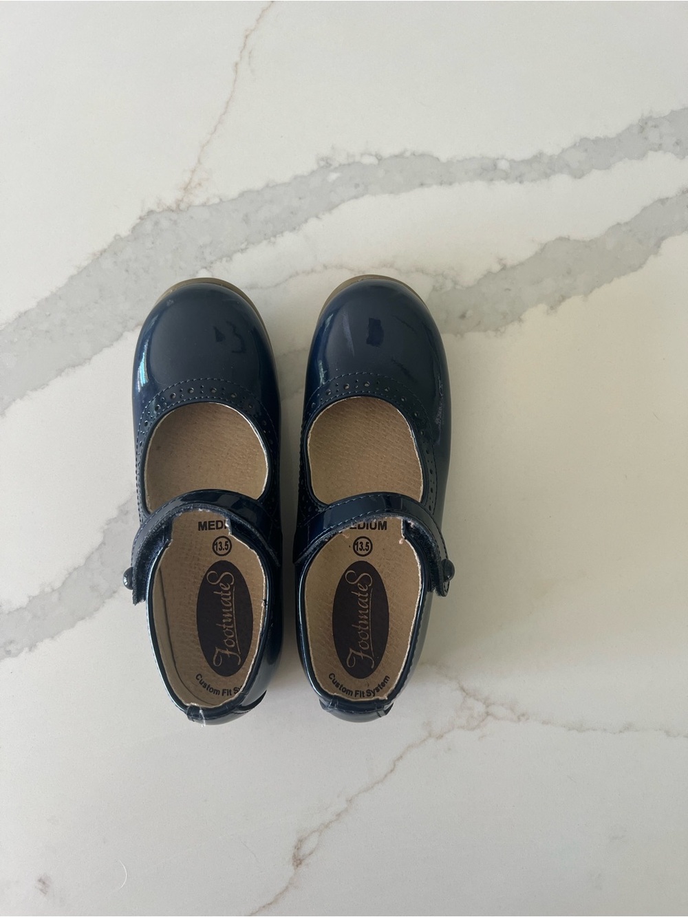 FootMates Girls Navy Patent Mary Jane School Shoes